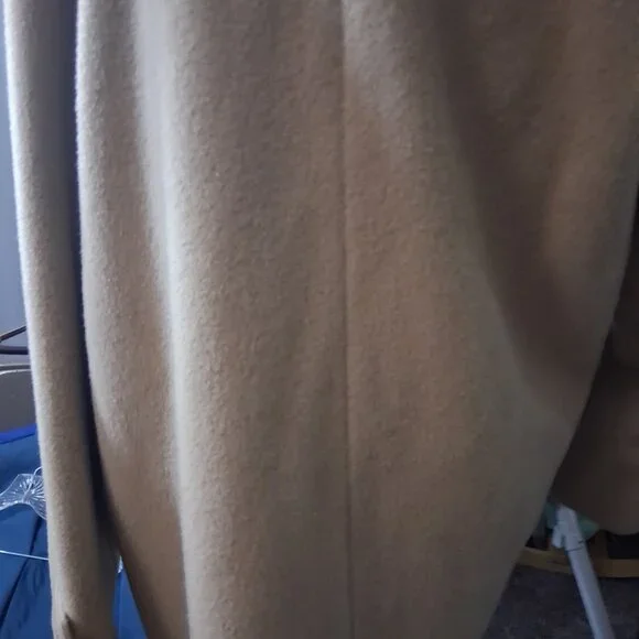 Alfred Dunner Beige Double Breasted Wool Blend Peacoat - Size 14